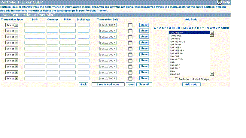 Add Transactions in your portfolio