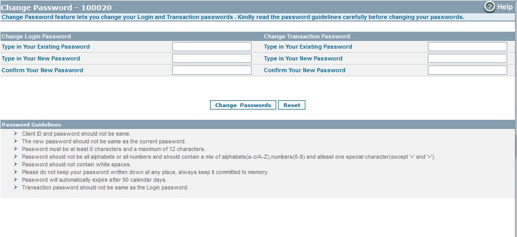 Change your Login and Transaction Passwords