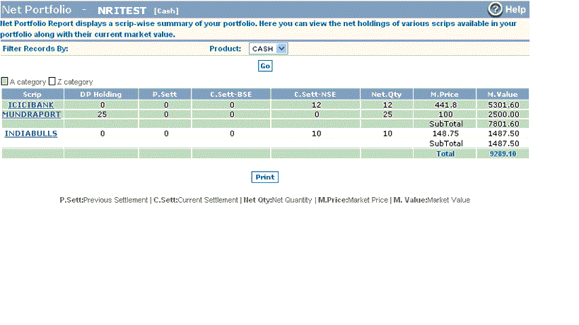 View your portfolio for Cash segment.