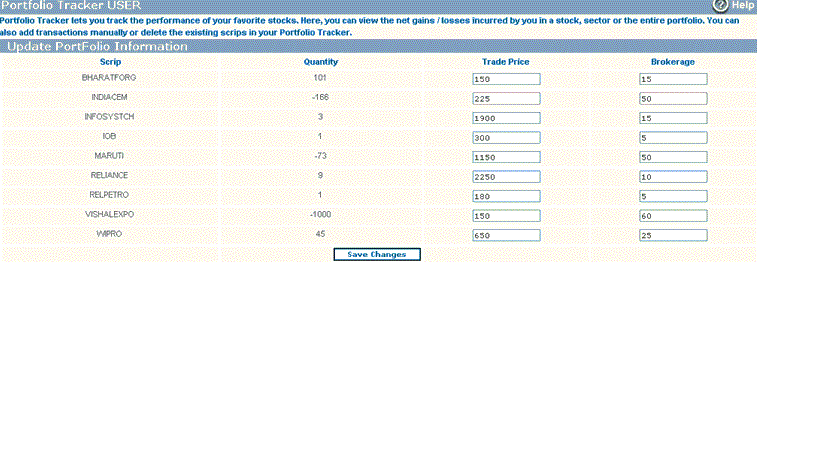 Enter trade price of your holdings