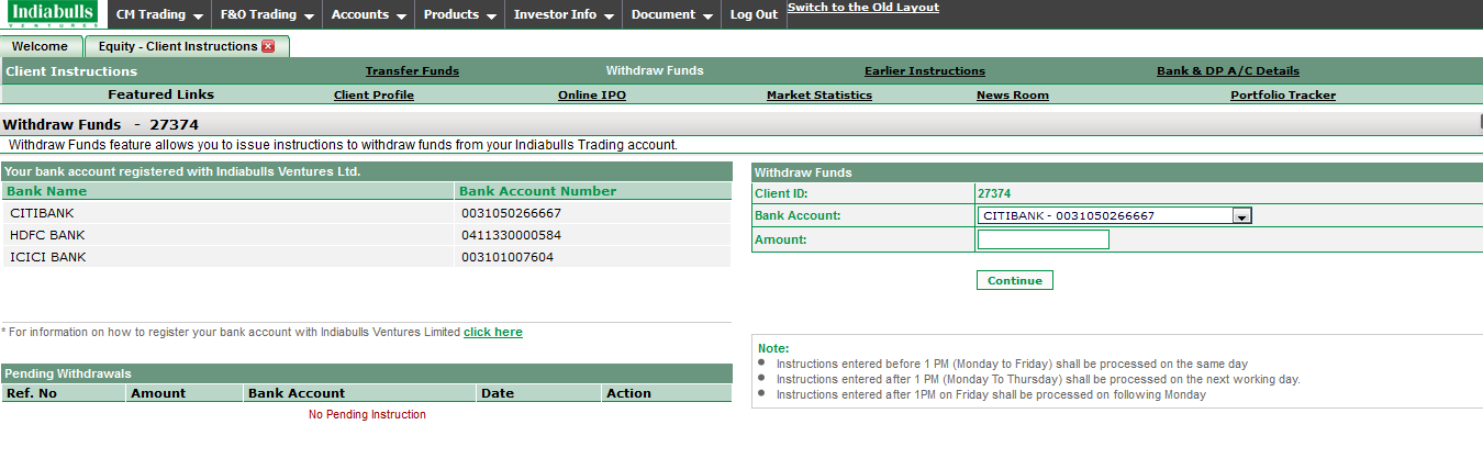 Issues instructions to withdraw cash from your account.